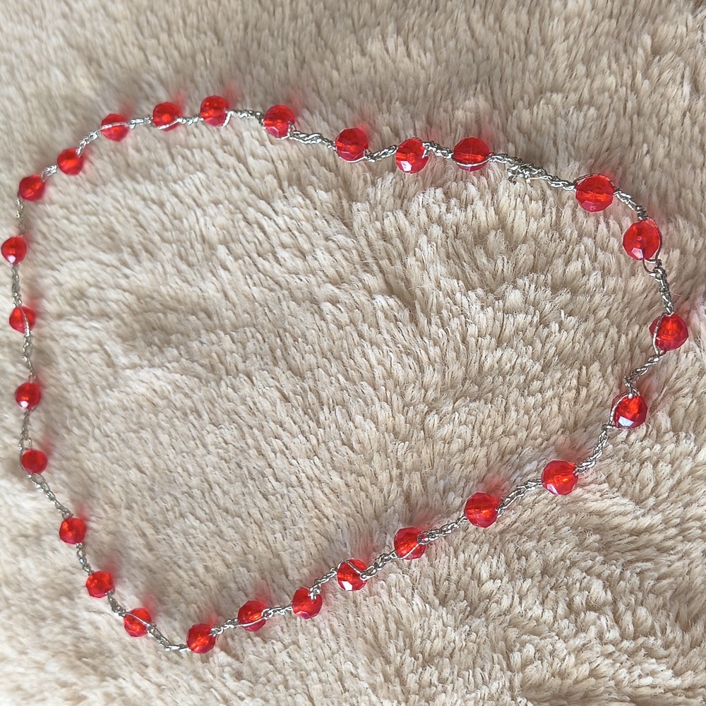 Beaded Necklace Bound with String